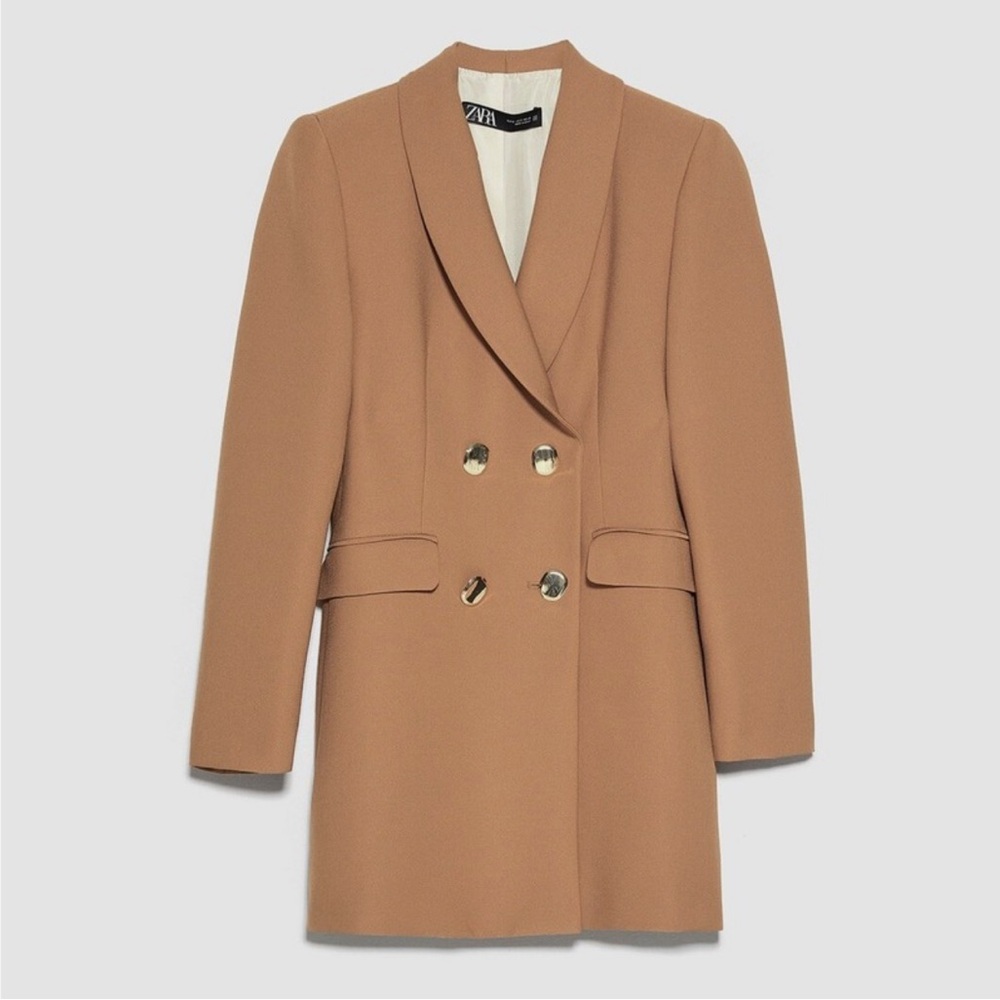Zara Camel Double-Breasted Blazer